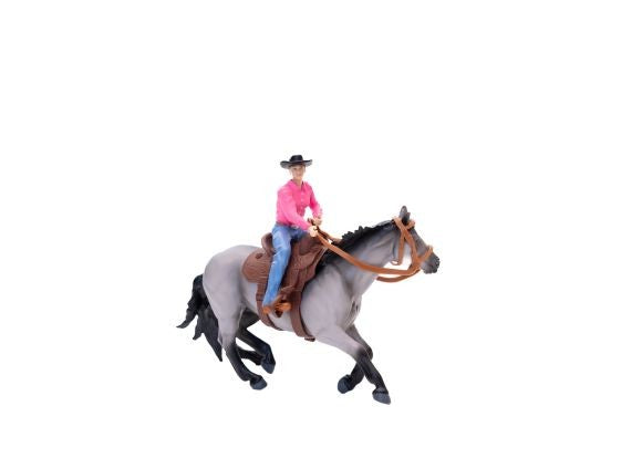 Little Buster Barrel Racer Kit: Cowgirl, Barrel Saddle, and Bridle