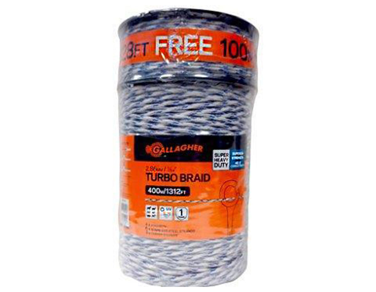 Gallagher Turbo Braid Blue Combo Roll 1312' + 328' Free