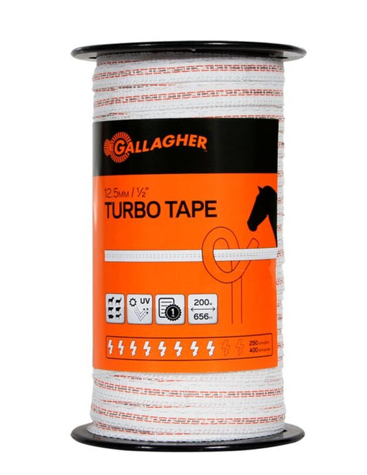 Gallagher Turbo Tape White 656’ (1/2”, 12.5mm)