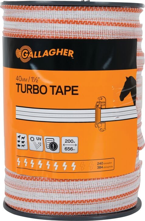 Gallagher Turbo Tape White 656’ (1 1/2”, 38mm)